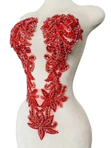 Handgefertigte Perlenapplikationen und Aufnäher mit Kristallen, Strasssteinen, Nähzubehör für Hochzeit, Abschlussball, Abendbasteln, DIY, Kleider, Dekoration, 15,2 x 53,3 cm, Rot Handgefertigte Perlenapplikationen und Aufnäher mit Kristallen, Strasssteinen, Nähzubehör für Hochzeit, Abschlussball, Abendbasteln, DIY, Kleider, Dekoration, 15,2 x 53,3 cm, Rot von Xinc.bkap