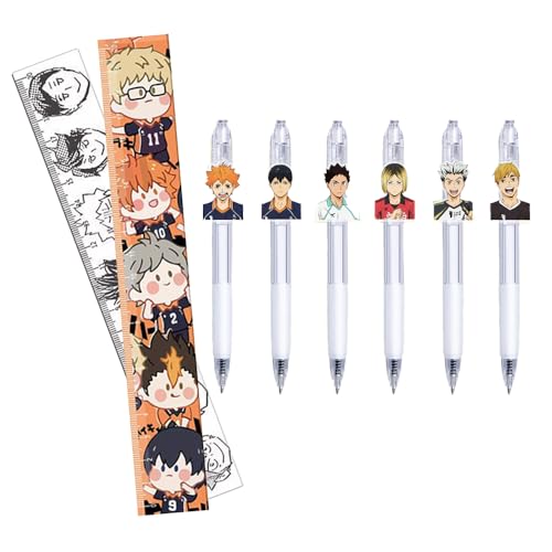 Xinchangda Haikyu!! Gelstifte und Lineale Schreibwaren Set Anime Shoyo Hinata/Tobio Kageyam Kugelschreiber Anime Gel Ink Pen Gerades Lineal für Studenten von Xinchangda