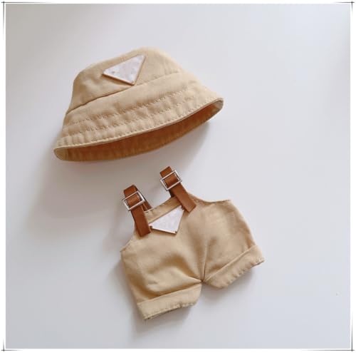 17 cm Puppenkleidung, Kleidung für Labubu, Kawaii-Chic-Stil für 17 cm große Puppen, niedliches Puppen-Outfit mit Zubehör, Labubu-Puppe, Labubu-Kleidungsset, Labubu-Kleidung (ohne Puppe) (Khaki) von Xindazhi