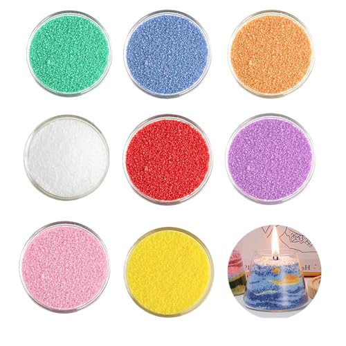 XineYuor Kerzensand,8 Farben Kerzensand mit Dochten,Paraffinwachs für Kerzen,Kerzenwachs Granulat Wachsgranulat für Kerzen, Kerzenwachs zum Gießen für DIY Kerzenherstellung (240g) von XineYuor