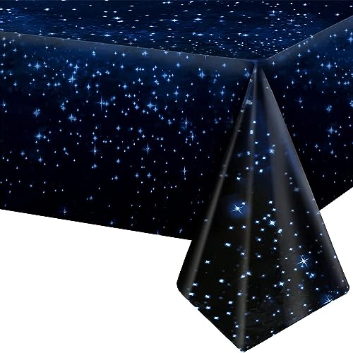 Xinfin 1 Pack Weltraum Tischdecke Blau, 137x274 cm Galaxy Wasserdicht Tischdecken für Weltraum Themenparty Kindergeburtstag, Hochzeit, Weltall Deko (1PCS, Sternenhimmel) von Xinfin