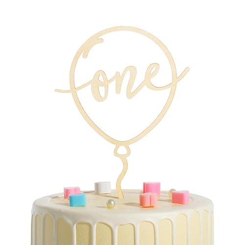 Xinfin Cake Topper 1. geburtstag, Happy Birthday Holz Tortendeko 1. Geburtstag, Kuchen Deko 1. Geburtstag Mädchen Junge, 1 Jahr Geburtstag Party Deko Geschenk (B) von Xinfin