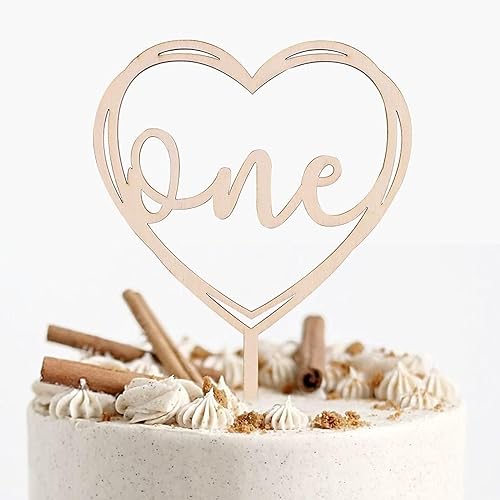 Xinfin Cake Topper 1. geburtstag, Happy Birthday Holz Tortendeko 1. Geburtstag, Kuchen Deko 1. Geburtstag Mädchen Junge, 1 Jahr Geburtstag Party Deko Geschenk (D) von Xinfin