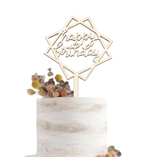 Xinfin Happy Birthday Cake Topper aus Holz Tortenstecker Geburtstag Kuchenaufstecker Kuchendeko Geburtstag Junge Mädchen Frauen Mann Kuchenaufsatz (E) von Xinfin