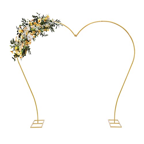 2.65X2.35M Romantik Herz Bogen Gestell Hochzeitsbogen, Metall Ballonbogen Hintergrund Ständer Bogen, DIY Dekoration, Für Verschiedene Feiertage, Einfach Montieren Und Demontieren (Gold) von Xingfx