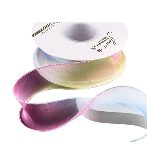 Band 10 Rolle 4 cm breit Regenbogen-Farbverlauf Fischschwanzgarn mit Blumen Backen Verpackung Band (Farbe 1) von Xinglongs