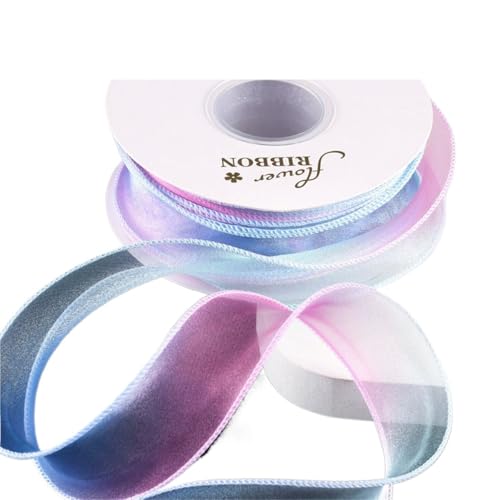Band 10 Rolle 4 cm breit Regenbogen-Farbverlauf Fischschwanzgarn mit Blumen Backen Verpackung Band (Farbe 2) von Xinglongs