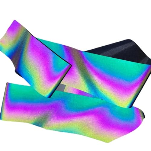 Band 2 Rolle 1 m/3 m/5 m, buntes reflektierendes Stoffband, Regenbogen-Polyesterbänder zum Nähen, Schuhbeutel, Kleidung, Material, 50 mm Breite (5 m) von Xinglongs