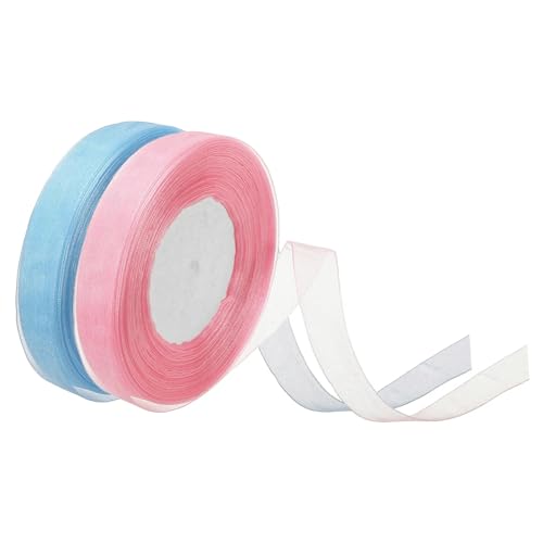 Organzaband für Blumenstrauß, Kuchen, Einladungen, Kartendekoration, 45,7 m/Rolle, 1,5 cm, Blau / Rosa, 8 Rollen Organzaband für Blumenstrauß, Kuchen, Einladungen, Kartendekoration, 45,7 m/Rolle, 1,5 cm, Blau / Rosa, 8 Rollen von Xinglongs