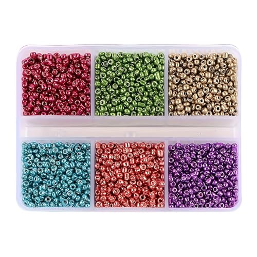Pony Beads 5760 Glasperlen, 3 mm, Mini-Abstandshalter, lose Perlen für Bastelarbeiten, Armbänder, Halsketten, 6 Stile (02) von Xinglongs
