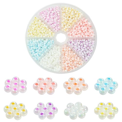 Pony-Perlen, 1200 Stück/Box, 8 Farben innen, Glas-Rocailles, 4 mm, rund, für Bastelarbeiten, Schmuck von Xinglongs