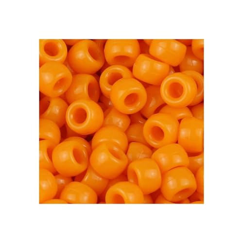 Pony-Perlen, 2 Beutel, ca. 3700 Stück, 6 x 9 mm, großes Loch, Pony-Perlen für Schmuckherstellung, Freundschaftsarmbänder, Schlüsselanhänger, Bastelzubehör (FZ273-Orange) von Xinglongs