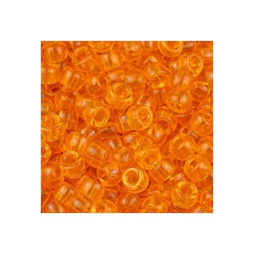 Pony-Perlen, 2 Beutel, ca. 3700 Stück, 6 x 9 mm, großes Loch, Pony-Perlen für Schmuckherstellung, Freundschaftsarmbänder, Schlüsselanhänger, Bastelzubehör (FZ274-Orange) von Xinglongs