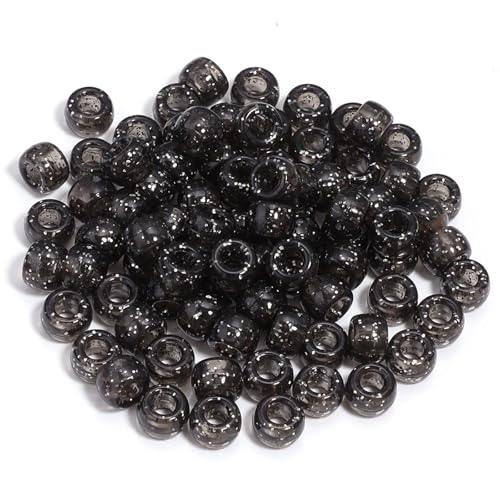 Pony-Perlen, 2000 Stück, 6 x 9 mm, bunt, modisch, großes Loch, Acrylperlen, DIY-Armband, Halskette (schwarz) von Xinglongs