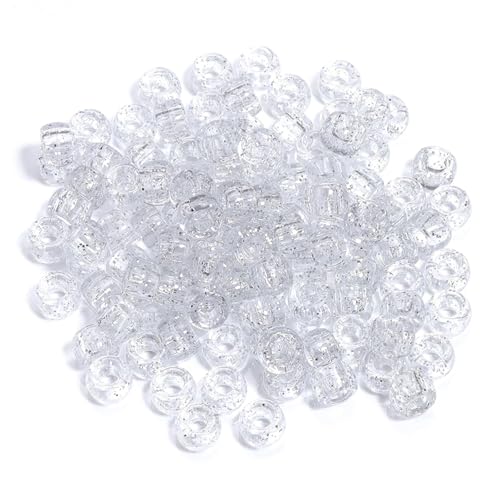 Pony Perlen, 2000 Stück, 6 x 9 mm, bunt, modisch, großes Loch, Acrylperlen, DIY-Armband, Halskette (weiß) von Xinglongs