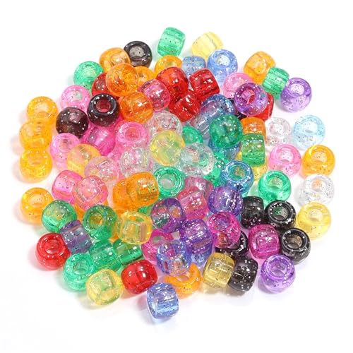 Pony-Perlen, 2000 Stück, 6 x 9 mm, bunt, modisch, großes Loch, Acrylperlen, DIY-Armband, Halskette (zufällige Farbmischung 1) von Xinglongs