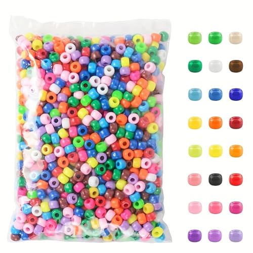 Pony-Perlen, 3600 Stück, gemischte Farben, 6 x 9 mm, Set für selbstgemachte Schmuckherstellung und Basteln, einfarbig von Xinglongs