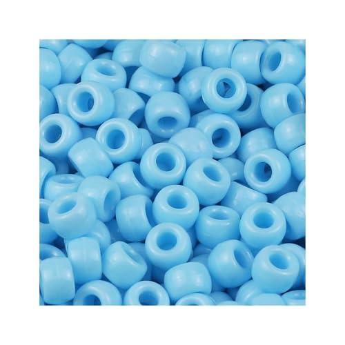 Pony-Perlen, 4000 Stück, 6 x 9 mm, einfarbig, großes Loch, Pony-Perlen, DIY-Schmuckherstellung für Haarzöpfe, Bastelbedarf (blau) von Xinglongs