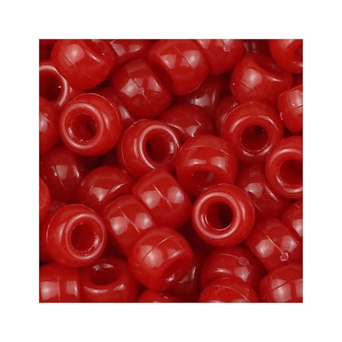 Pony-Perlen, 4000 Stück, 6 x 9 mm, einfarbig, großes Loch, Pony-Perlen, DIY-Schmuckherstellung für Haarzöpfe, Bastelbedarf (rot) von Xinglongs