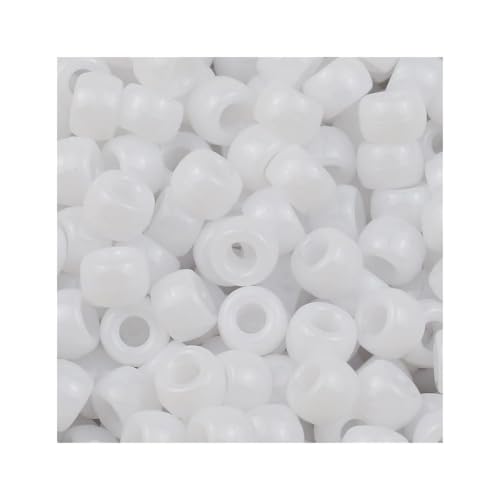 Pony-Perlen, 4000 Stück, 6 x 9 mm, einfarbig, großes Loch, Pony-Perlen, DIY-Schmuckherstellung für Haarzöpfe, Bastelbedarf (weiß) von Xinglongs