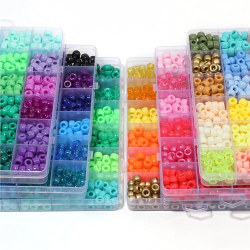Pony-Perlen, 960-teiliges Acryl-Bastelperlen-Set für selbstgemachten Schmuck (Set 6–650 Stück, gemischt2) von Xinglongs