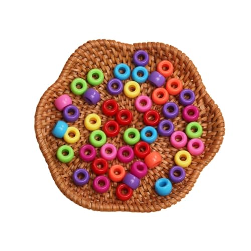 Pony-Perlen, Acrylperlen, 8,5 mm x 5,5 mm, bunt, zum Selbermachen, für Armbänder, Halsketten, große Löcher, Stil 3, 1000 Stück von Xinglongs
