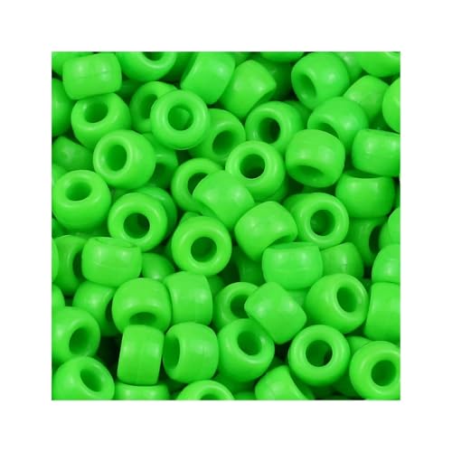 Pony-Perlen, einfarbig, großes Loch, Pony-Perlen, DIY-Schmuckherstellung für Haarzöpfe, Bastelbedarf, 6 x 9 mm, Grün, 4000 Stück von Xinglongs