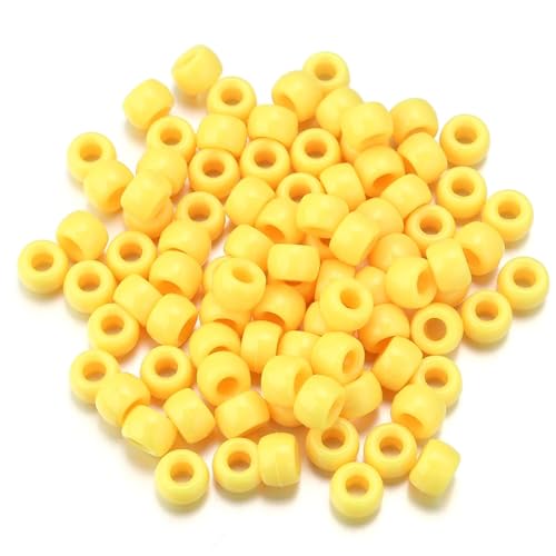Pony-Perlen, lose Abstandshalter, 6 x 9 mm, großes Loch, lose Abstandshalter, Perlen für Bastelarbeiten, Ornamente, Dekoration, handgefertigtes Zubehör, Gelb, 2000 Stück von Xinglongs