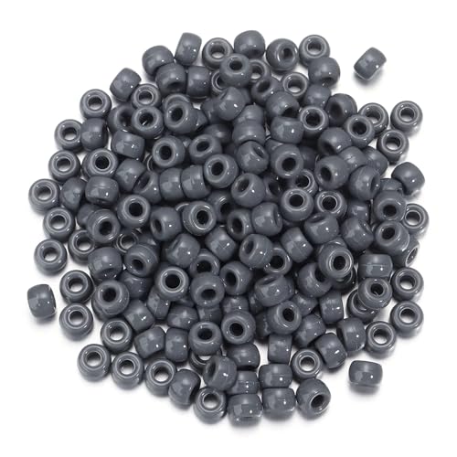 Pony-Perlen, lose Abstandshalter, 6 x 9 mm, großes Loch, lose Abstandshalter, Perlen für Bastelarbeiten, Ornamente, Dekoration, handgefertigtes Zubehör, Grau, 2000 Stück von Xinglongs