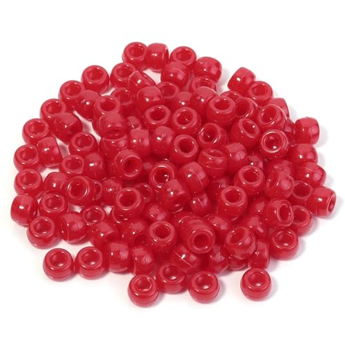 Pony-Perlen, lose Abstandshalter, 6 x 9 mm, großes Loch, lose Abstandshalter, Perlen für Bastelarbeiten, Ornamente, Dekoration, handgefertigtes Zubehör, Rot, 2000 Stück von Xinglongs