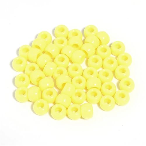 Pony-Perlen, lose Abstandshalter, 6 x 9 mm, großes Loch, lose Abstandshalter, Perlen für Bastelarbeiten, Ornamente, Dekoration, handgefertigtes Zubehör (Hellgelb), 2000 Stück von Xinglongs