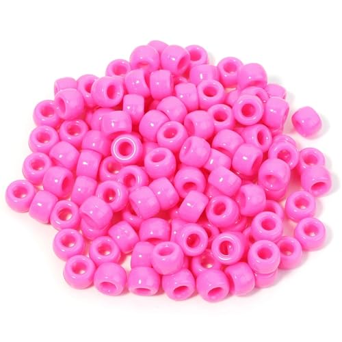 Pony-Perlen, lose Abstandshalter, 6 x 9 mm, großes Loch, lose Abstandshalter, Perlen für Bastelarbeiten, Ornamente, Dekoration, handgefertigtes Zubehör (Hot Pink), 2000 Stück von Xinglongs