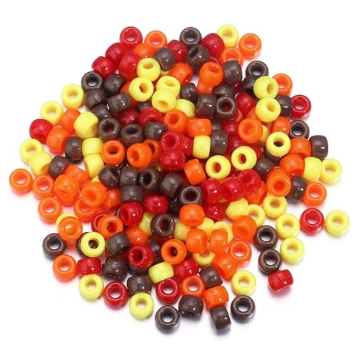 Pony-Perlen, lose Abstandshalter, 6 x 9 mm, großes Loch, lose Abstandshalter, Perlen für Bastelarbeiten, Ornamente, Dekoration, handgefertigtes Zubehör (Rot-Gelb-Mix), 2000 Stück von Xinglongs