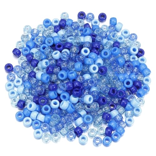 Pony-Perlen, lose Abstandshalter, 6 x 9 mm, großes Loch, lose Abstandshalter, Perlen für Bastelarbeiten, Ornamente, Dekoration, handgefertigtes Zubehör (blaue Serie), 2000 Stück von Xinglongs
