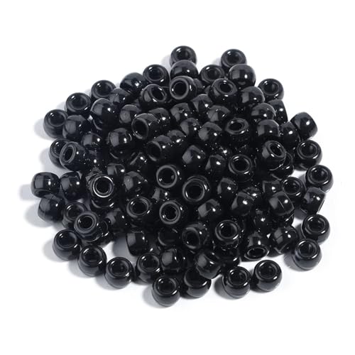 Pony-Perlen, lose Abstandshalter, 6 x 9 mm, großes Loch, lose Abstandshalter, Perlen für Bastelarbeiten, Ornamente, Dekoration, handgefertigtes Zubehör (schwarz), 2000 Stück von Xinglongs
