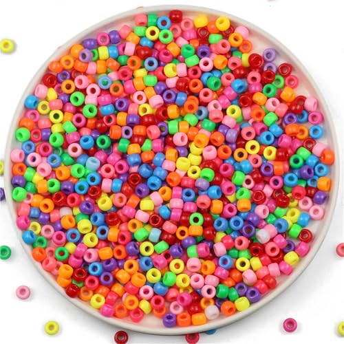 Pony-Perlen, mehrfarbig, gemischte Kunststoff-Piercing-Perlen, Großpackung, Regenbogen-Haarzopf, DIY-Armbänder, Halsketten, 2000 Stück von Xinglongs