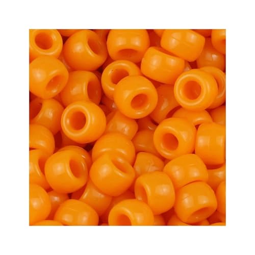 Pony-Perlen, mehrfarbig, großes Loch, Kunststoffperlen für Armbänder, Basteln, FZ263, Orange, 1200 Stück von Xinglongs