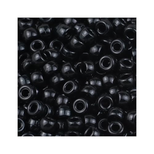 Pony-Perlen, mehrfarbig, großes Loch, Kunststoffperlen für Armbänder, Basteln, FZ263-Schwarz, 1200 Stück von Xinglongs