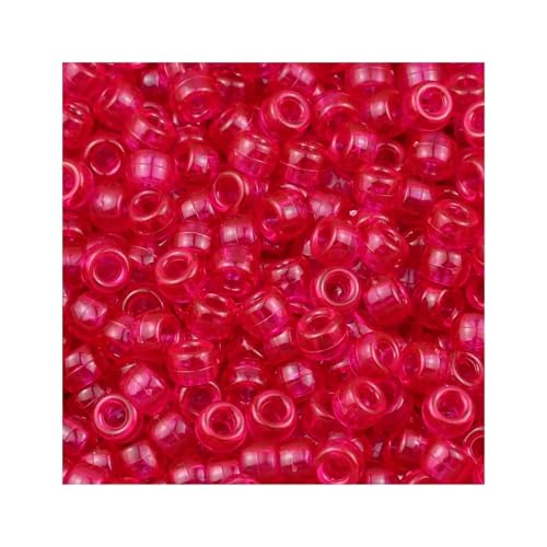 Pony-Perlen, mehrfarbig, großes Loch, Kunststoffperlen für Armbänder, Basteln, FZ264, Drak Rose Red, 1200 Stück von Xinglongs