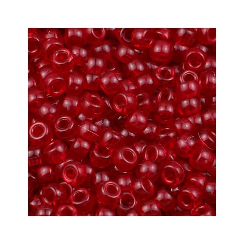 Pony-Perlen, mehrfarbig, großes Loch, Kunststoffperlen für Armbänder, Basteln, FZ264, Rot, 1200 Stück von Xinglongs