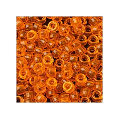 Pony-Perlen, transparent, bunt, großes Loch, flach, rund, lose Perlen, Schmuckherstellung, Armband, DIY-Geschenke, 6 x 9 mm, Orange, 3000 Stück von Xinglongs