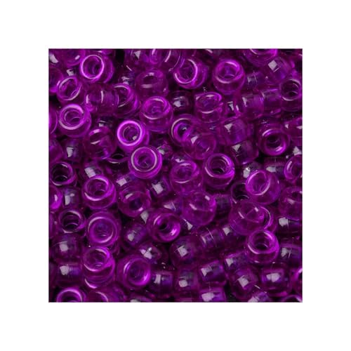Pony-Perlen, transparent, bunt, großes Loch, flach, rund, lose Perlen, Schmuckherstellung, Armband, DIY-Geschenke, 6 x 9 mm, Violett-Rot, 3000 Stück von Xinglongs