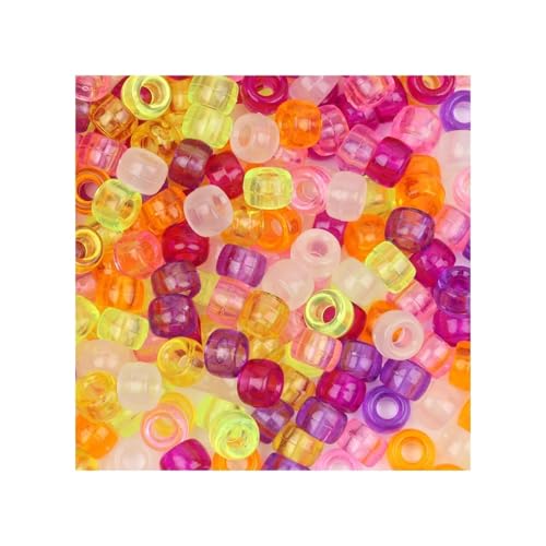 Pony-Perlen, transparent, bunt, großes Loch, flach, rund, lose Perlen, Schmuckherstellung, Armband, DIY-Geschenke, 6 x 9 mm (gemischt), 3000 Stück von Xinglongs
