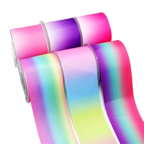 Ripsband zum Selbermachen, Cartoon-Farbverlauf, bedruckt, Ripsband für Bastelbedarf, Nähzubehör, 4,5 m/Rolle (47089, 25 mm Satin) von Xinglongs