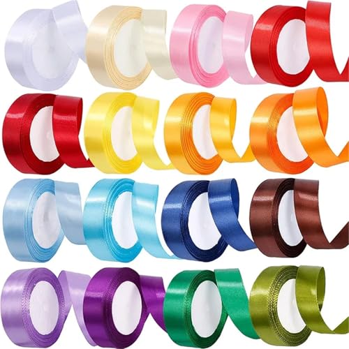 Schleifenband, 20 Rollen, 22 Meter/Rolle, Regenbogen-Seidenband, doppelseitig, für Bastelarbeiten, Schleifen, Geschenkverpackungen, Verzierungen (05 Pfirsichrosa, 10 mm, 22 Meter) von Xinglongs