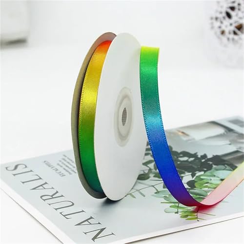Schleifenband, 4 Rollen, 22 Meter/Rolle, hochdichter Farbverlauf, Polyester, buntes Band, Bastelmaterial, Backen, Verpackung, Kleidung, Kopfbedeckung (1 cm, Regenbogen) von Xinglongs