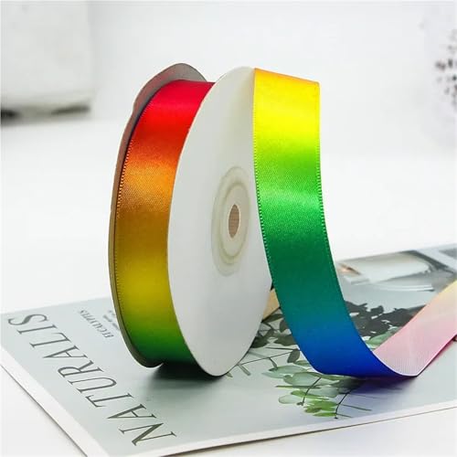 Schleifenband, 4 Rollen, 22 Meter/Rolle, hochdichter Farbverlauf, Polyester, buntes Band, Bastelmaterial, Backen, Verpackung, Kleidung, Kopfbedeckung (2 cm, Regenbogen) von Xinglongs