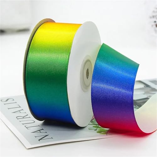 Schleifenband, 4 Rollen, 22 Meter/Rolle, hochdichter Farbverlauf, Polyester, buntes Band, Bastelmaterial, Backen, Verpackung, Kleidung, Kopfbedeckung (4 cm, Regenbogen) von Xinglongs