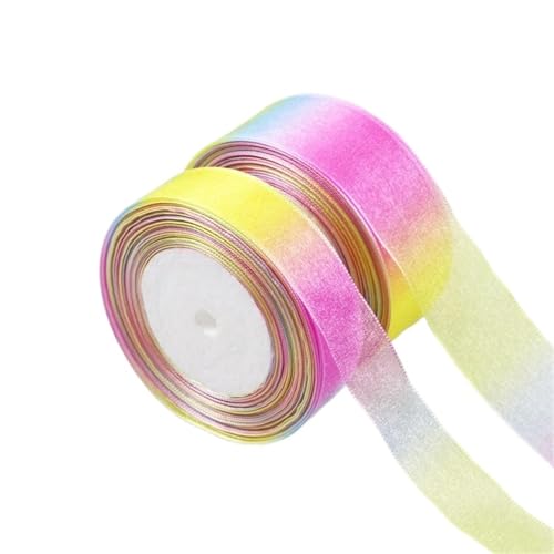 Schleifenband, Organza, Regenbogenfarben, 4,57 m/Rolle, Geschenkband, für Hochzeit, Weihnachten, Geschenkverpackung, Haarschleife, Material (Farbe 1,38 mm) von Xinglongs