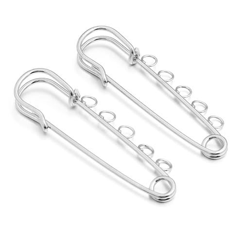 Sicherheitsnadeln, 50–100 Stück, Eisen-Broschennadeln, blanko, für Bastelarbeiten, Ornamente, Zubehör, Tasche, Kleidung (Rhodium, 70 mm, 4 Ringe, 50 Stück) von Xinglongs